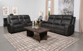 Coaster 603191-S2 2 pc Raelynn grey faux leather reclining sofa and love seat set cup console loveseat