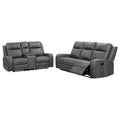 Coaster Raelynn Grey Faux Leather Reclining Sofa & Love Seat Set – 603191-S2