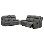 Coaster Raelynn Grey Faux Leather Reclining Sofa & Love Seat Set – 603191-S2