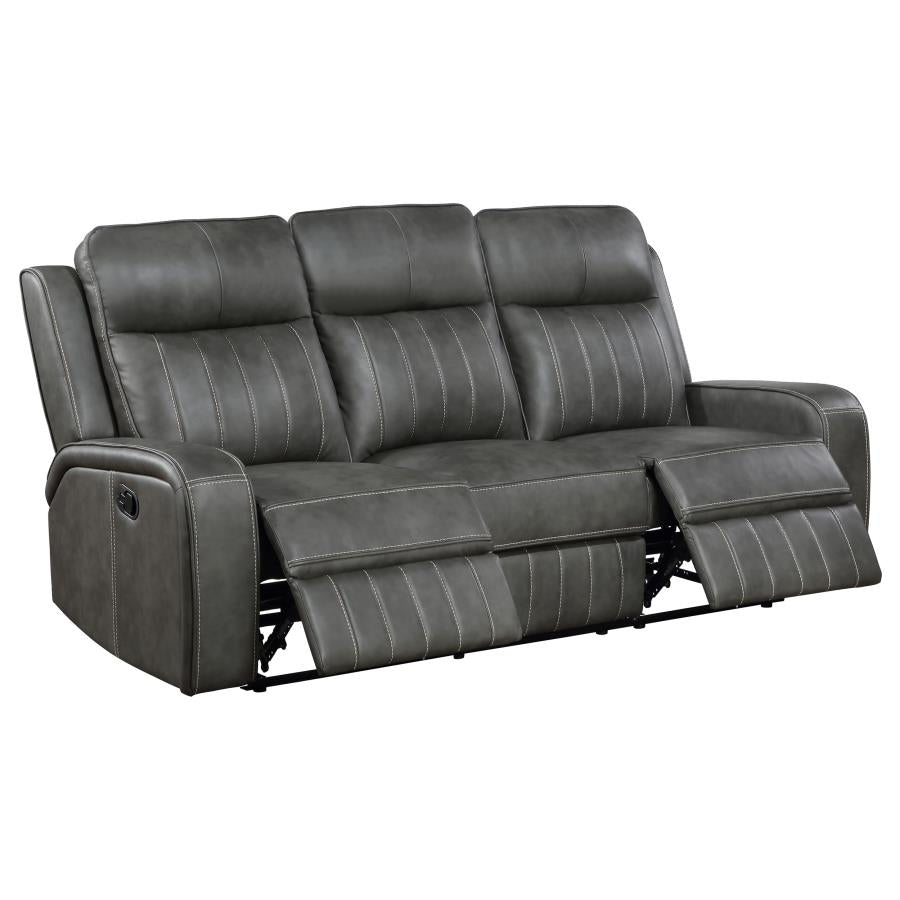 Coaster Raelynn Grey Faux Leather Reclining Sofa & Love Seat Set – 603191-S2