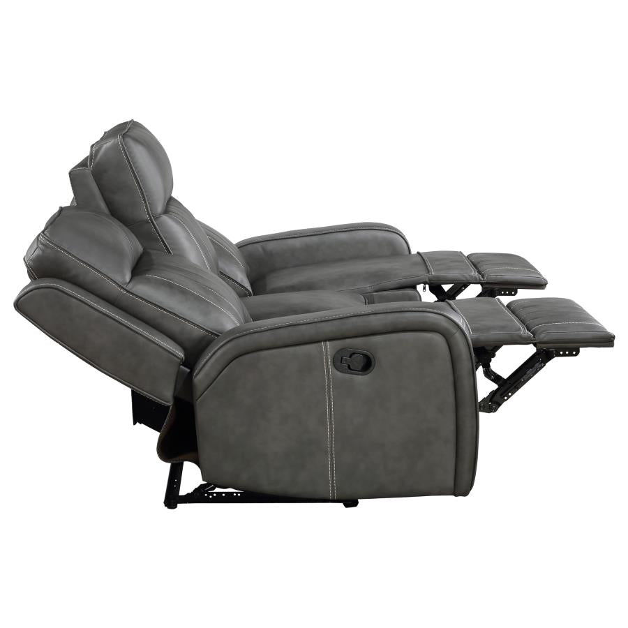 Coaster Raelynn Grey Faux Leather Reclining Sofa & Love Seat Set – 603191-S2