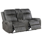 Coaster Raelynn Grey Faux Leather Reclining Sofa & Love Seat Set – 603191-S2