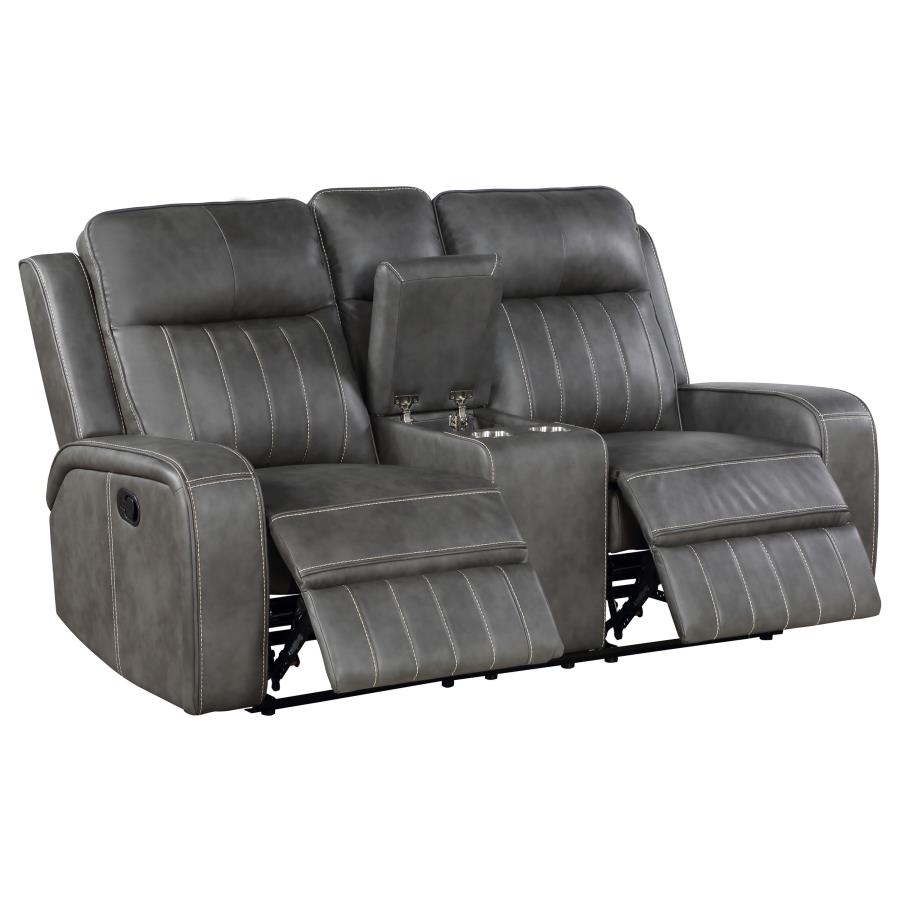 Coaster Raelynn Grey Faux Leather Reclining Sofa & Love Seat Set – 603191-S2