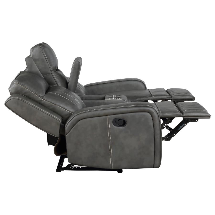 Coaster Raelynn Grey Faux Leather Reclining Sofa & Love Seat Set – 603191-S2