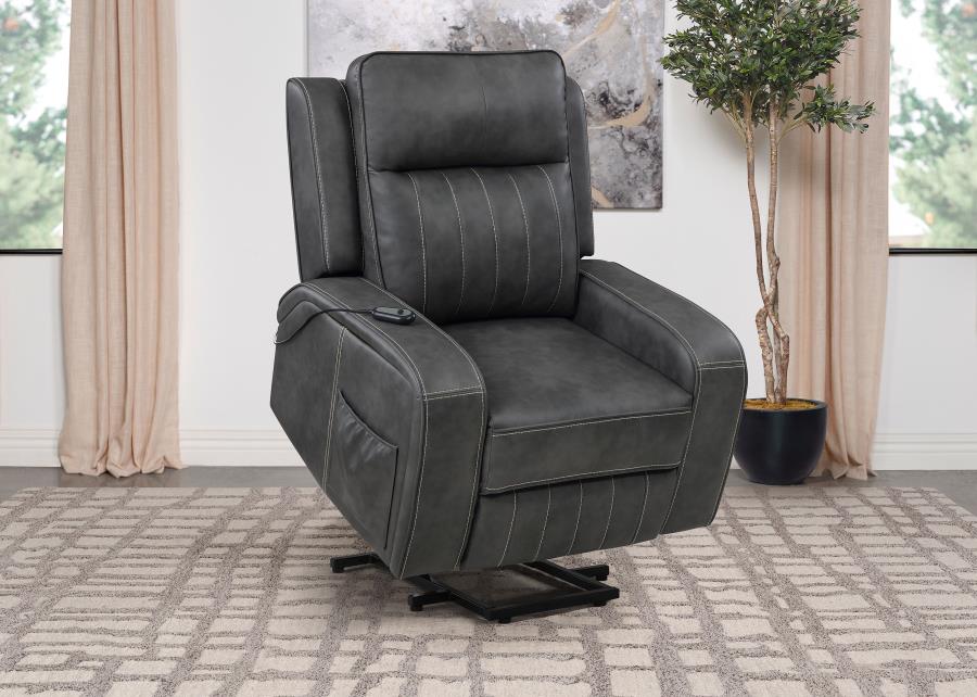 Coaster 603194P Raelynn grey leatherette power lift recliner chair 300 lb capacity
