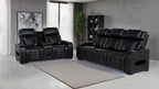 Coaster Zuma Black Leatherette Dual Power Reclining Sofa & Loveseat Set – 603251PP-S2