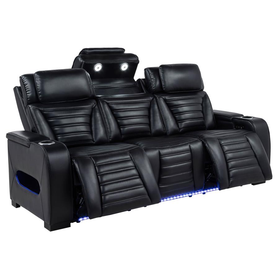 Coaster Zuma Black Leatherette Dual Power Reclining Sofa & Loveseat Set – 603251PP-S2
