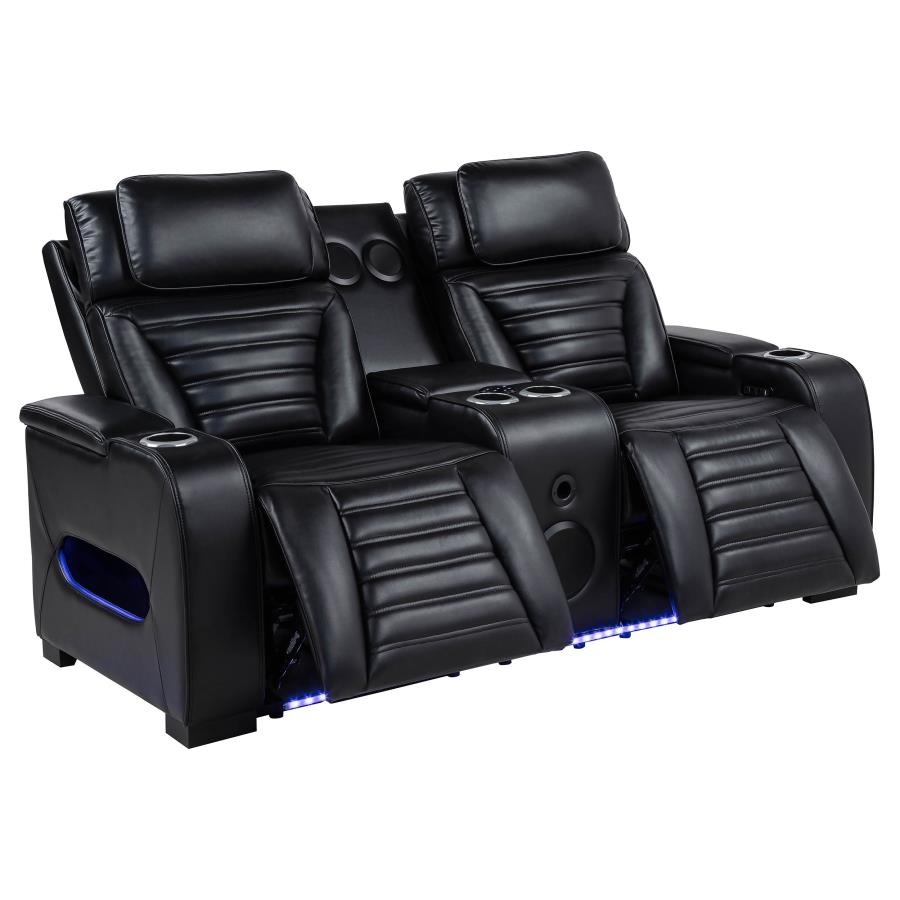 Coaster Zuma Black Leatherette Dual Power Reclining Sofa & Loveseat Set – 603251PP-S2