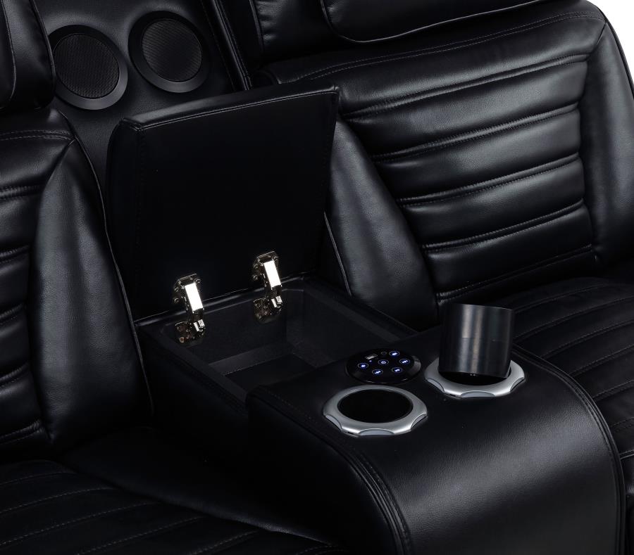 Coaster Zuma Black Leatherette Dual Power Reclining Sofa & Loveseat Set – 603251PP-S2