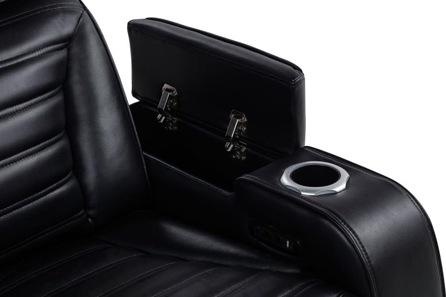 Coaster Zuma Black Leatherette Dual Power Reclining Sofa & Loveseat Set – 603251PP-S2