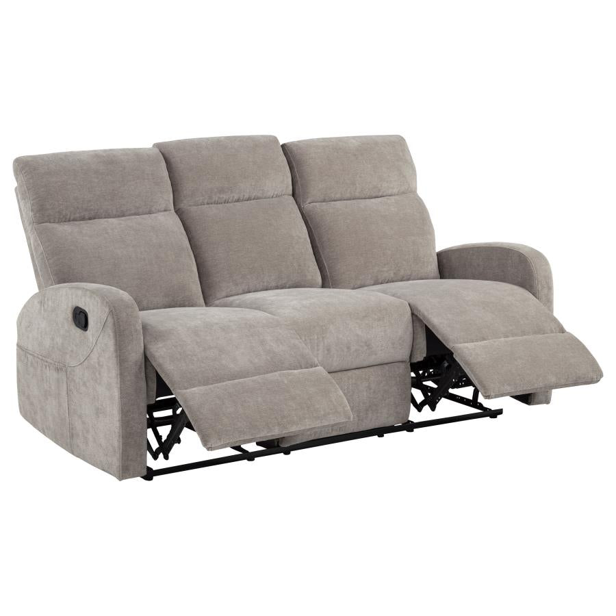 Coaster 603371-S2 2 pc Hamilton sand chenille fabric reclining sofa and love seat set