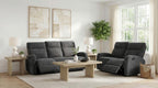 Coaster 603374-S2 2 pc Hamilton charcoal grey chenille fabric reclining sofa and love seat set