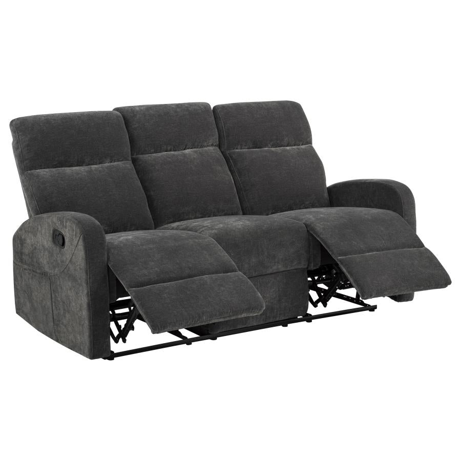 603374-S2 Hamilton 2-Piece Charcoal Grey Chenille Fabric Reclining Sofa ...