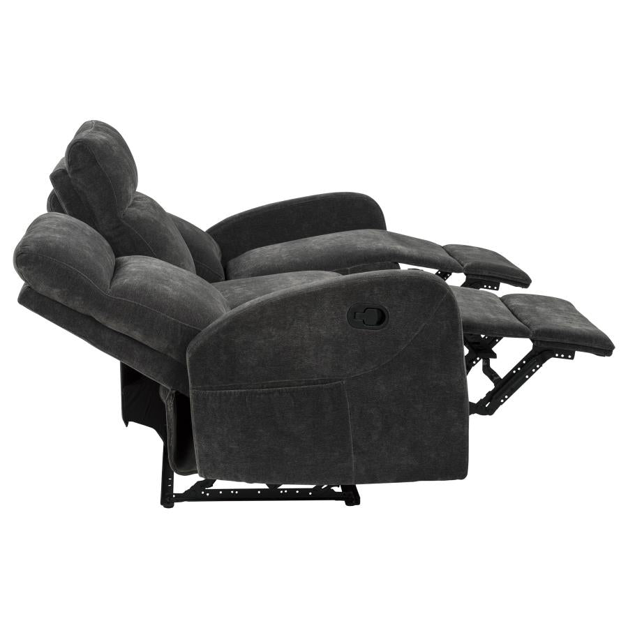 Coaster 603374-S2 2 pc Hamilton charcoal grey chenille fabric reclining sofa and love seat set