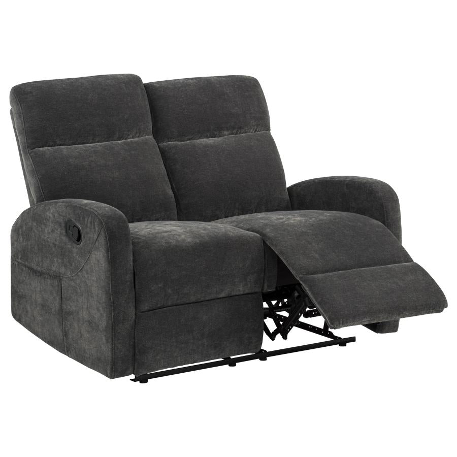 Coaster 603374-S2 2 pc Hamilton charcoal grey chenille fabric reclining sofa and love seat set