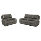 Coaster 603431PPP-S2 2 pc Brickston charcoal grey faux leather power recliners and headrests sofa and love seat set storage and USB