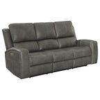 Coaster 603431PPP-S2 2 pc Brickston charcoal grey faux leather power recliners and headrests sofa and love seat set storage and USB