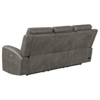 Coaster 603431PPP-S2 2 pc Brickston charcoal grey faux leather power recliners and headrests sofa and love seat set storage and USB