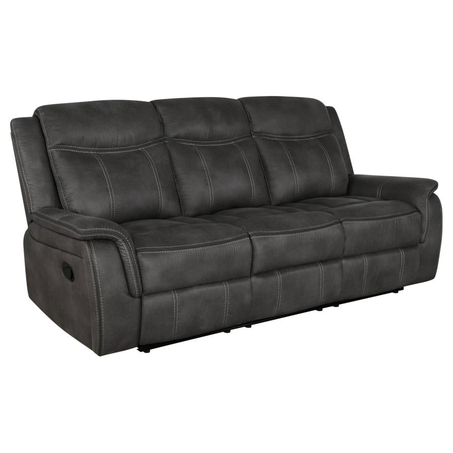 Coaster Lawrence Charcoal Microfiber Reclining Sofa and Love Seat Set – 603504-S2