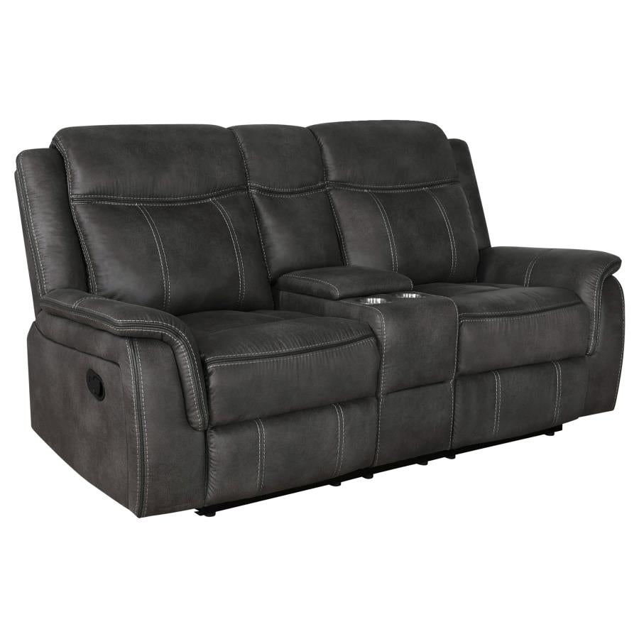 Coaster Lawrence Charcoal Microfiber Reclining Sofa and Love Seat Set – 603504-S2