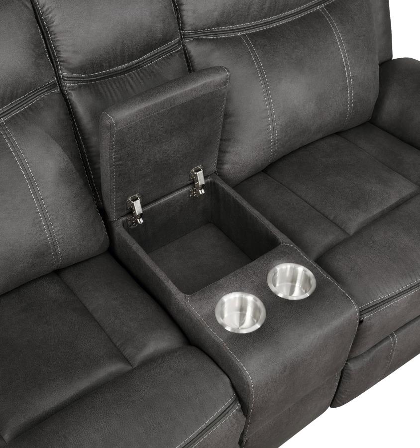 Coaster Lawrence Charcoal Microfiber Reclining Sofa and Love Seat Set – 603504-S2