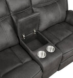 Coaster Lawrence Charcoal Microfiber Reclining Sofa and Love Seat Set – 603504-S2