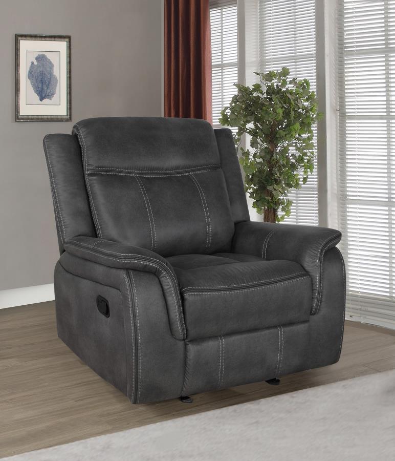 Coaster 603506 Red barrel studio bolander Lawrence charcoal coated microfiber reclining accent chair