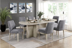 Homelegance Marais 7-Piece Light Grey Finish Wood Contemporary Dining Table Set – 6048NG-82-7PC
