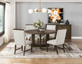 Clara Wire Brushed Brown Finish Wood 5-Piece Round Dining Table Set with Silver Tipped Pedestal Base – 6066-54-5PC