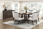 Clara Wire Brushed Brown Finish Wood 5-Piece Round Dining Table Set with Silver Tipped Pedestal Base – 6066-54-5PC