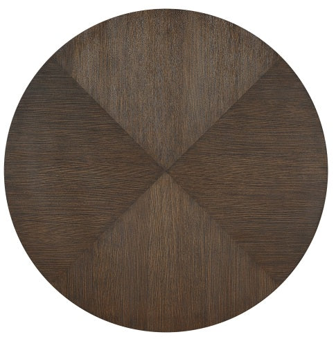 Clara Wire Brushed Brown Finish Wood 5-Piece Round Dining Table Set with Silver Tipped Pedestal Base – 6066-54-5PC