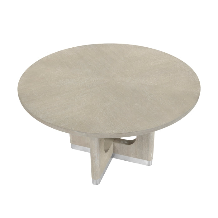 Homelegance Clara 5-Piece Wire Brushed Light Grey Finish Wood Round Contemporary Dining Table Set – 6066NN-54RD-5PC