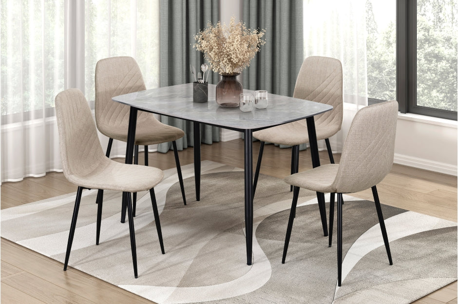 Homelegance Metropolitan 5-Piece Grey Sintered Stone Top Dining Table Set – 6067-48-5PC