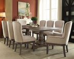 Acme 60737-7PC 7 pc Landon salvage brown finish wood distressed farmhouse style dining table set