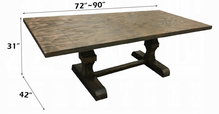 Acme 60737-7PC 7 pc Landon salvage brown finish wood distressed farmhouse style dining table set