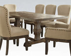 Acme 60737-7PC 7 pc Landon salvage brown finish wood distressed farmhouse style dining table set