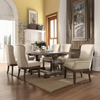 Acme 60737-7PC 7 pc Landon salvage brown finish wood distressed farmhouse style dining table set