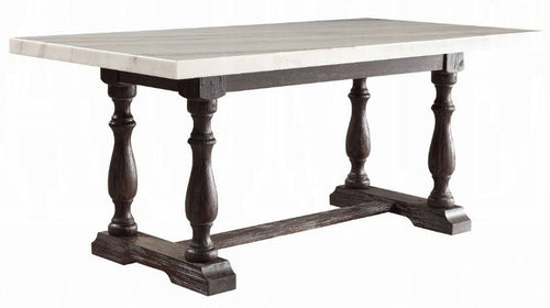 Acme 60820-22-23 7 pc Gerardo white marble top espresso finish wood dining table set