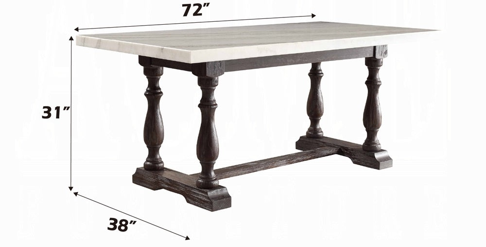 Acme 60820-22-23 7 pc Gerardo white marble top espresso finish wood dining table set