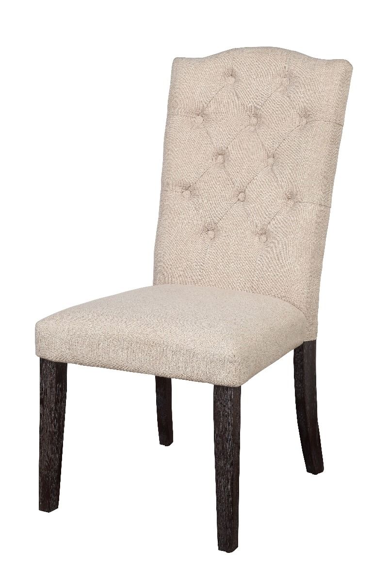 Acme 60822 Set of 2 Gerardo beige linen like fabric espresso finish wood dining chairs