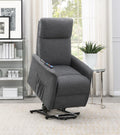 Coaster 609406P Red barrell studio mirari charcoal linen like fabric power lift recliner chair with heat and massage 300 lb capacity