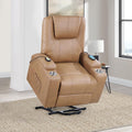 Coaster 609476P Armstrong camel leatherette power lift recliner chair with heat and massage 300 lb capacity