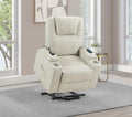 Coaster Armstrong Ivory Leatherette Power Lift Recliner Chair with Heat and Massage – 609477P