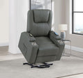 Coaster Armstrong Grey Leatherette Power Lift Recliner Chair with Heat and Massage – 609478P