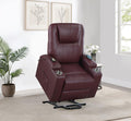 Coaster 609479P Armstrong wine leatherette power lift recliner chair with heat and massage 300 lb capacity