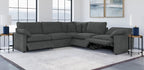 Coaster 609530P 5 pc Collins dark grey fabric power motion modular sectional sofa wall hugger design