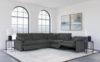 Coaster Collins Dark Grey Fabric 5-Pc Power Motion Sectional Sofa with Charging Ports – 609530P