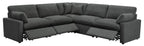 Coaster 609530P 5 pc Collins dark grey fabric power motion modular sectional sofa wall hugger design