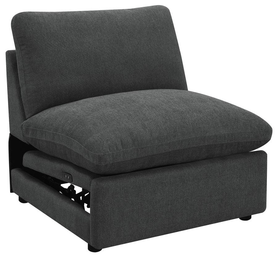 Coaster 609530P 5 pc Collins dark grey fabric power motion modular sectional sofa wall hugger design