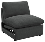 Coaster 609530P 5 pc Collins dark grey fabric power motion modular sectional sofa wall hugger design